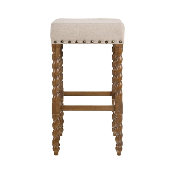Carolina Cottage 30 in. Remick Bar Stool Natural Oak & Linen 3664-NOLN - main
